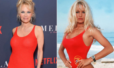 Deslumbrante, Pamela Anderson aparece com visual Baywatch em estreia de filme