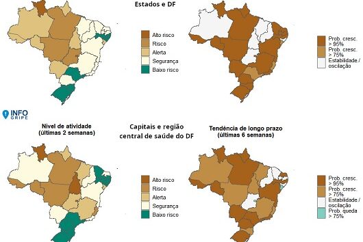 InfoGripe: 12 das 27 unidades federativas apresentam incidência de SRAG em nível de alerta