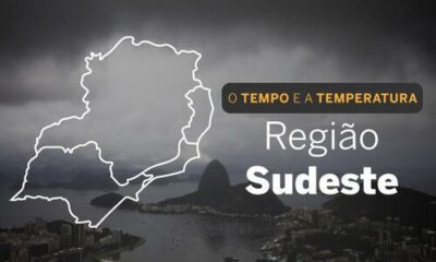 PREVISÃO DO TEMPO: Sudeste terá domingo (2) com chuva intensa em boa parte da região