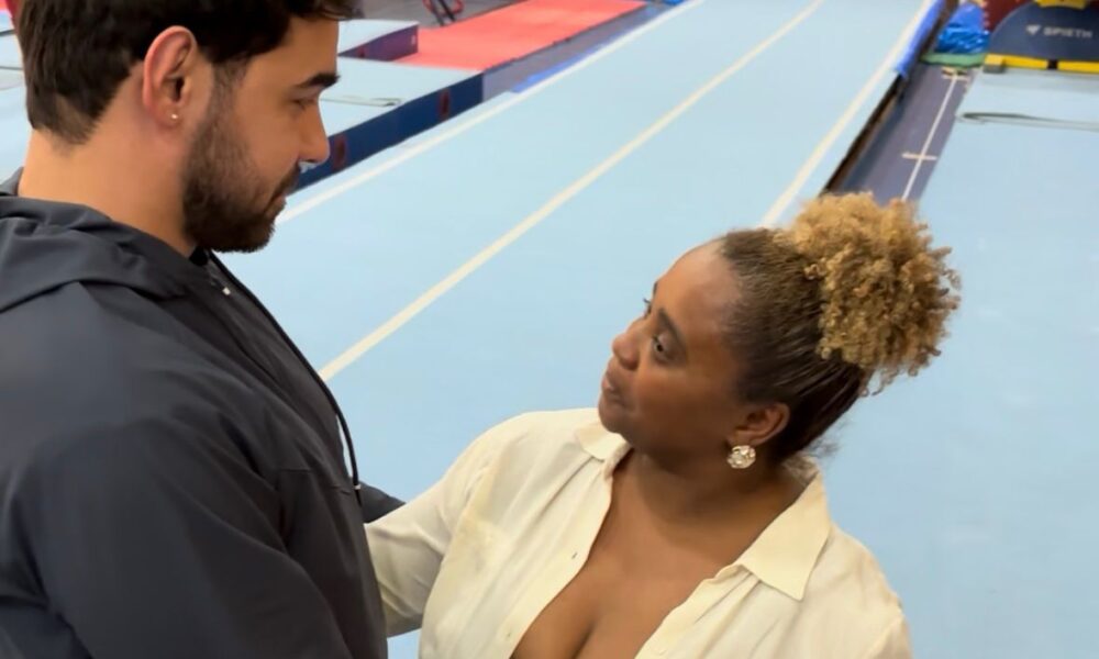 O atleta Renan Cuel vive momento emocionante com Daiane dos Santos