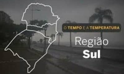 PREVISÃO DO TEMPO: Nuvens e pancadas na região Sul nesta quarta-feira (31)