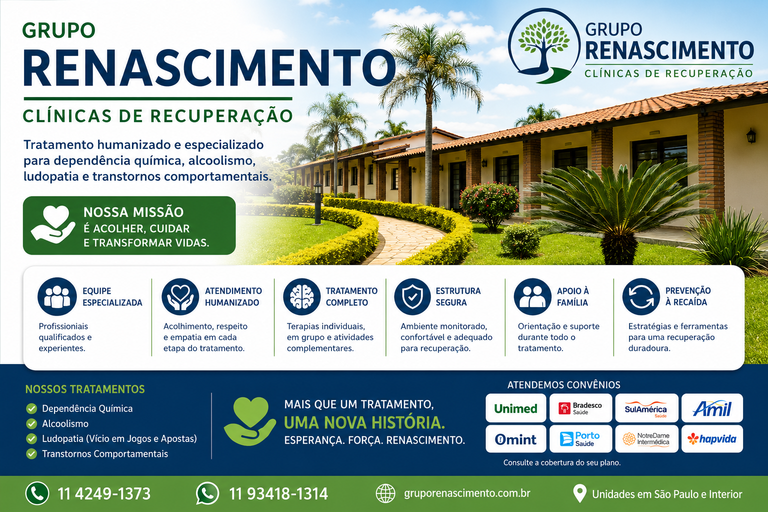 Grupo Renascimento se destaca no tratamento de dependência química, alcoolismo e saúde mental no Brasil